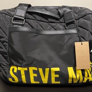 Steve Madden Women’s Duffel Bag in Black with Yellow Accents